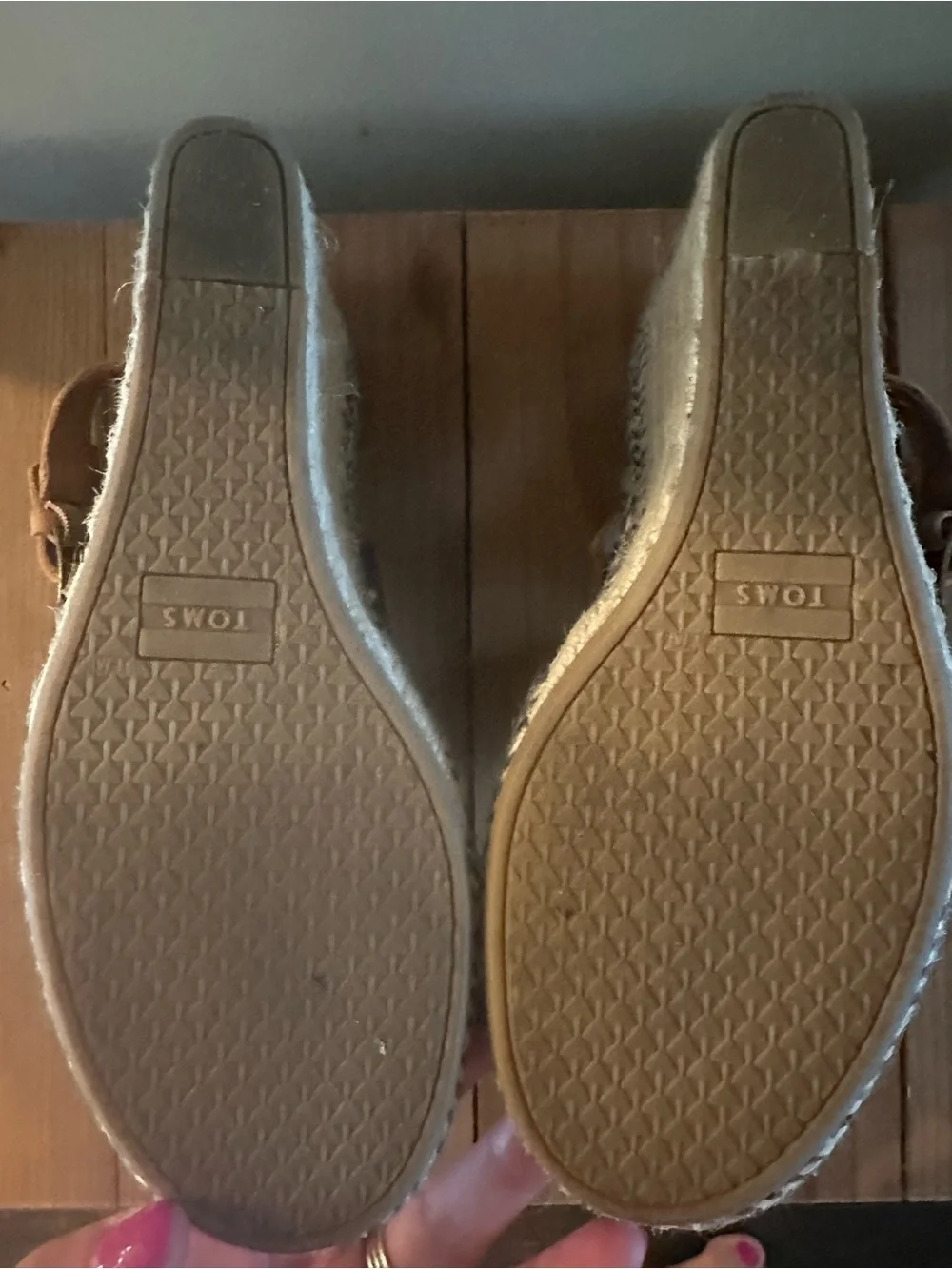 Toms Navy Suede Monica Espadrille Wedge Jute Sling Back Padded Platform Sandals